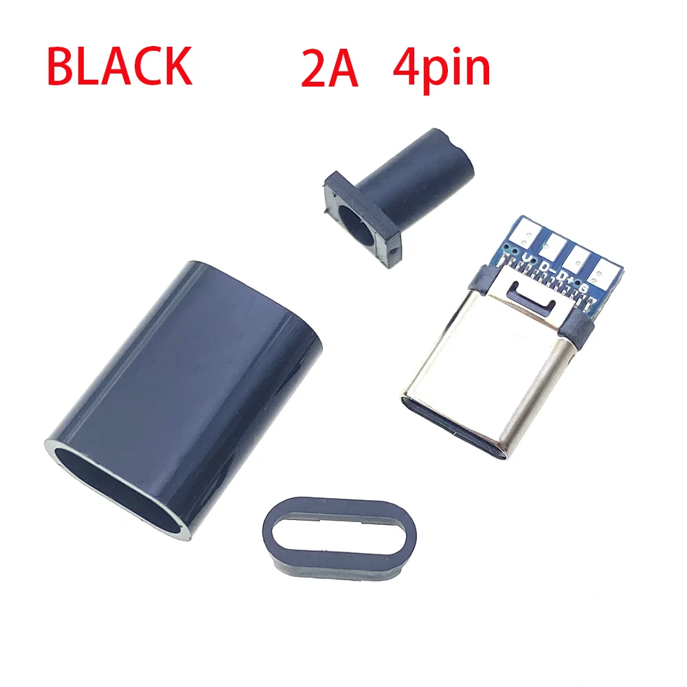 5/10 Sets Welding Wire Type-C USB 3.1 4pin 2A Large Current USB 2.0 Type-C USB C Male Plug Connector Parts for DIY Charging Cabl