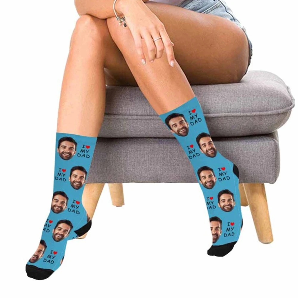 Customized fashion face socks fun tube socks casual fashion long socks the best surprise gift for Father's Day and birthday view 2