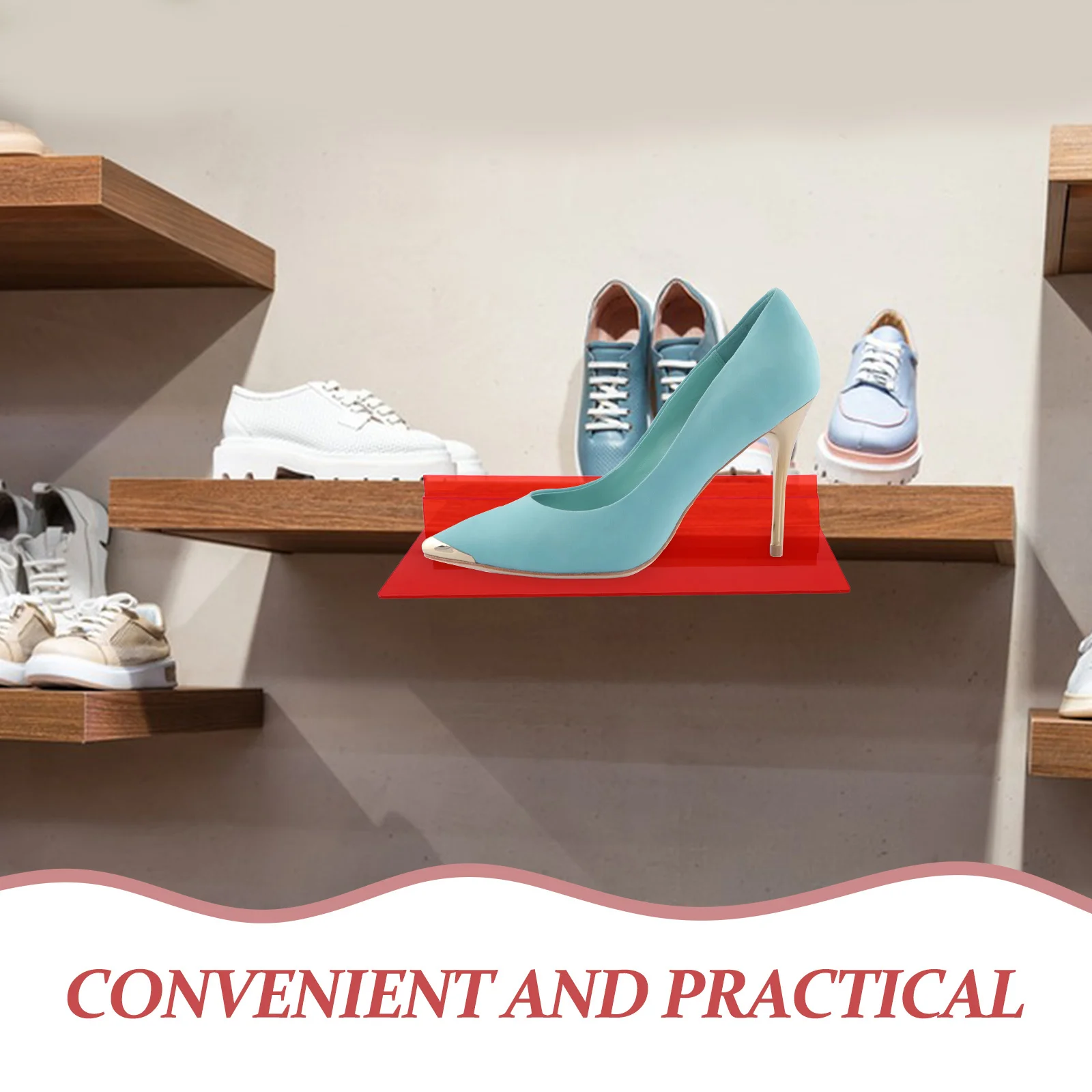 

5Pcs Clear Wall Shoe Shelf Display Rack Space Saving Floating Shelf for Sneakers and Shoes Organization Display