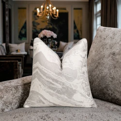 Luxury Marble Pillow Cover Modern Geometric Print Jacquard Cushion Case for Sofa Bedroom Home Decor