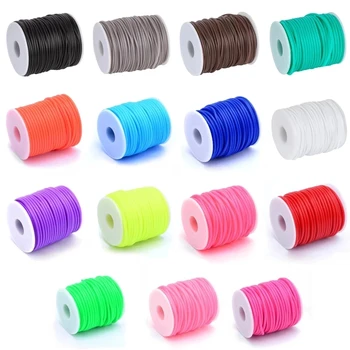 Pandahall 2mm 3mm 4mm tuyau creux Tubuing cordon en caoutchouc avec trou de 1mm/1.5mm/2mm cordon de Tube en caoutchouc solide avec bobine en plastique F80