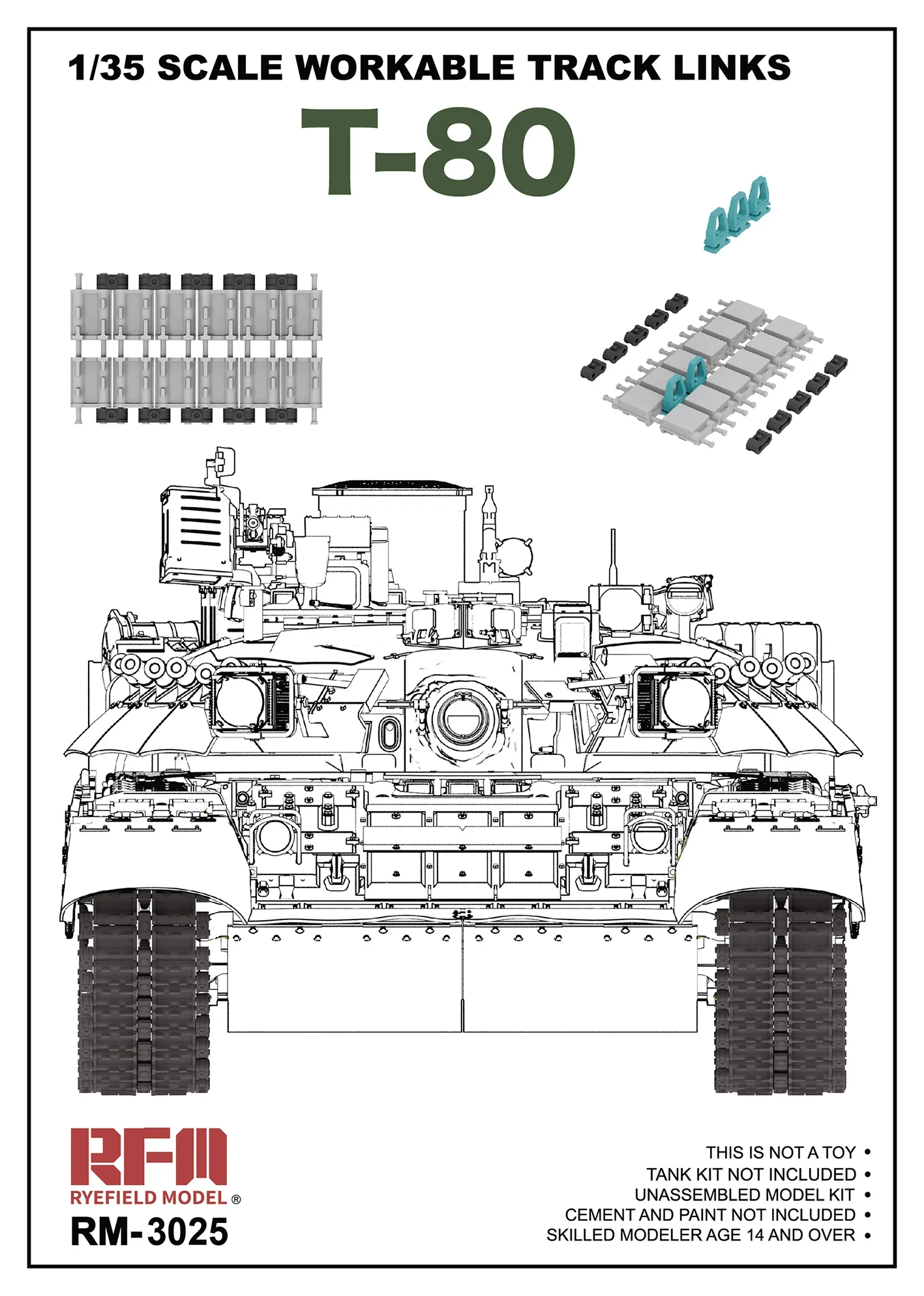 

Ryefield model RM-3025 workable track links （for t-80 series） 1/35