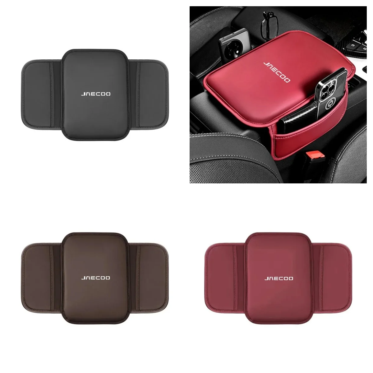 Car Leather Armrest Box Protective Cover Built‑in Storage Pocket For Chery Jaecoo J7 J8 Omoda 5 Tiggo 8 Tiggo 7 Pro Jetour Inter