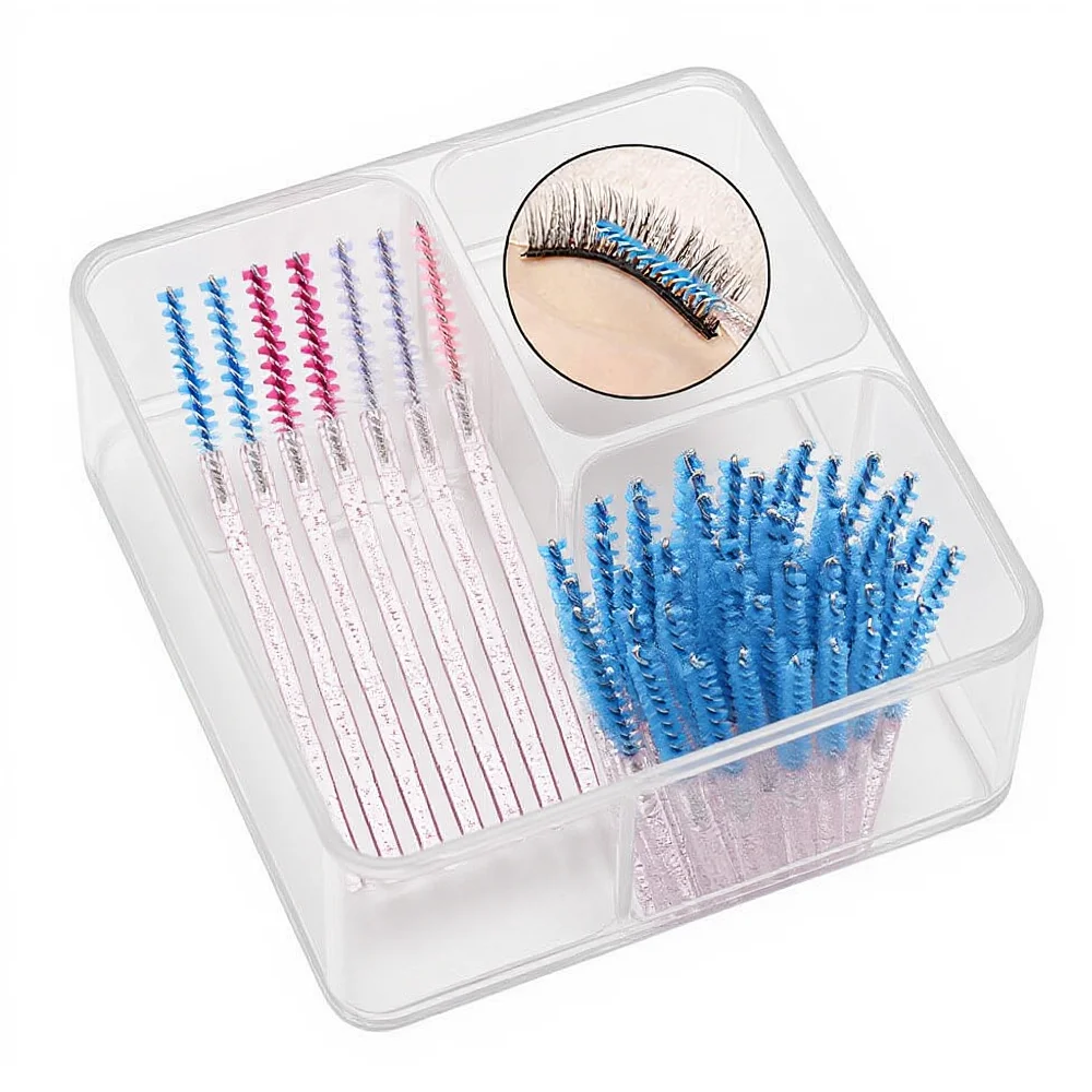 Varinhas descartáveis para rímel, pincel macio para maquiagem, cristal, extensão de cílios transparente, microbrush para moldar sobrancelhas