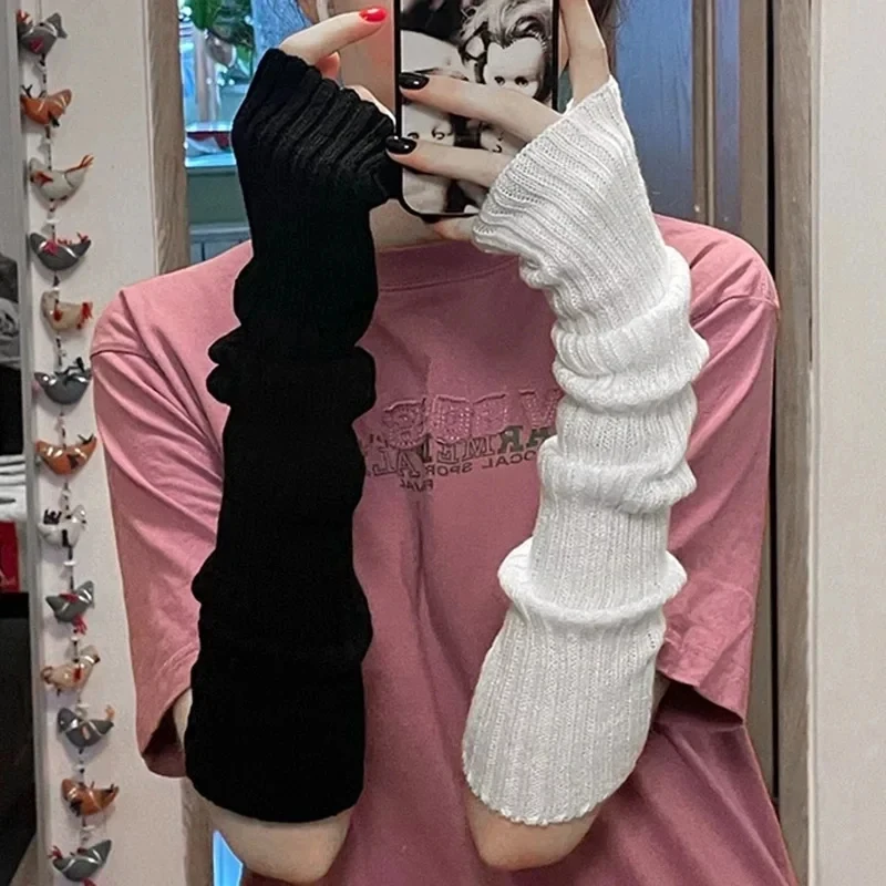 1-4Pairs Fashion Knitted Wrist Arm Warmer Gloves For Women Proof Winter Warm Arm Sleeve Knitted Soft Stacked Fingerless Mittens