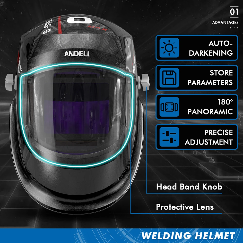 ANDELI Welding Helmet Auto Darkening True Color Welding Mask Protective Welding Cap for Welding Machine