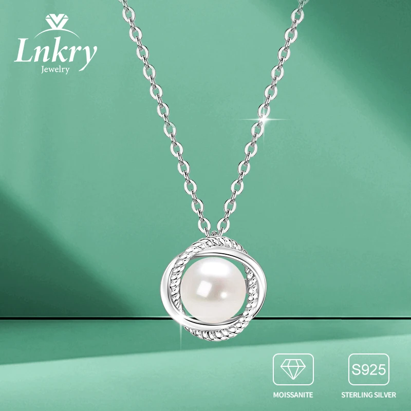 

Lnkry 6.5-7mm Natural Freshwater Pearl Pendant Necklace 925 Sterling Silver Infinity Necklace For Valentine's Day Jewelry Gift