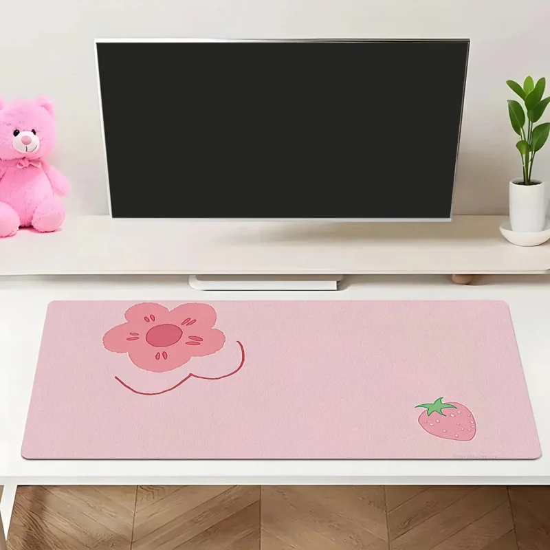 

Коврик для мыши с клубничным узором, игровой настольный коврик, нескользящая резиновая основа, большой коврик для мыши для ПК, ноутбука, клавиатуры, офиса
