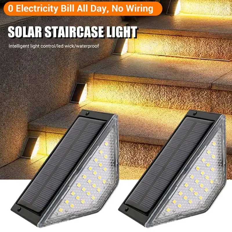 LED Step Lamp Stair Light Outdoor IP67 Waterproof Solar Light With Lens Anti-theft Design Decor Lighting For Garden Deck Path