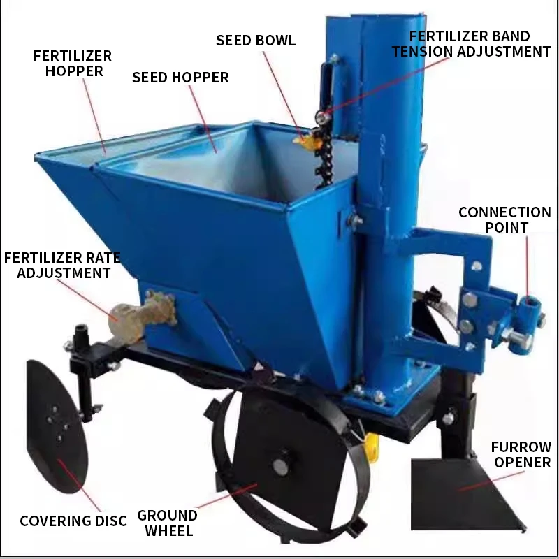 Potato Planter, Four-Wheel Tractor Seeding Attachment, Integrated Fertilizing, Seeding, and Hilling Machine, Suitabl(Customized)