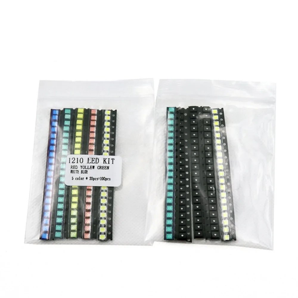 100pcs 5 cores SMD LED kit sortido - 0603 0805 1206 1210 5730 5050, mini diodos LED para reparo eletrônico