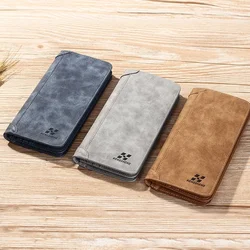 Long Men's Wallet Retro Casual Brand Wallet Korean Version Clutch Large Capacity Frosted Card Holder Multi Slot Large Capacity