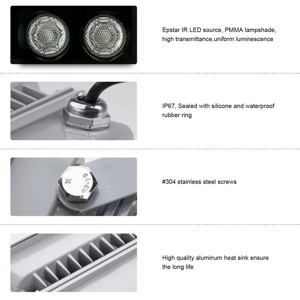 2024 Infrared Fill light 12pcs Array IR LED Illuminator 850nm IR Night Vision Wide Angle Waterproof for CCTV Security Camera