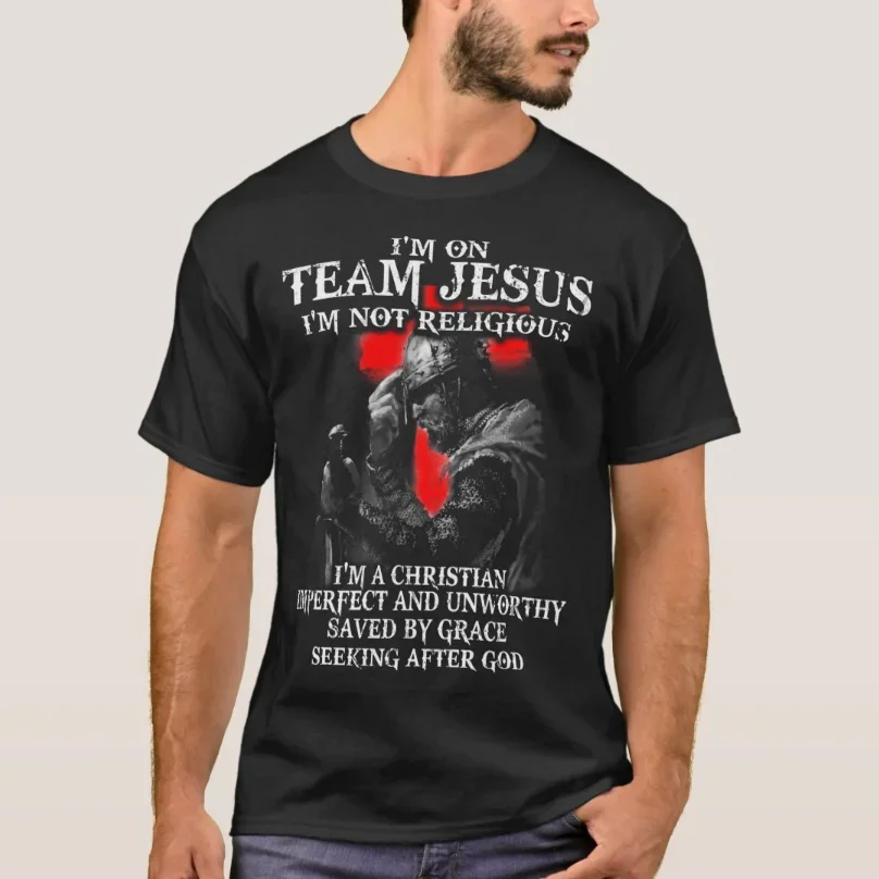 I'm on Team Jesus. Knights Templar Oath Crusader T-Shirt 100% Cotton O-Neck Short Sleeve Casual Mens T-shirt Size S-3XL