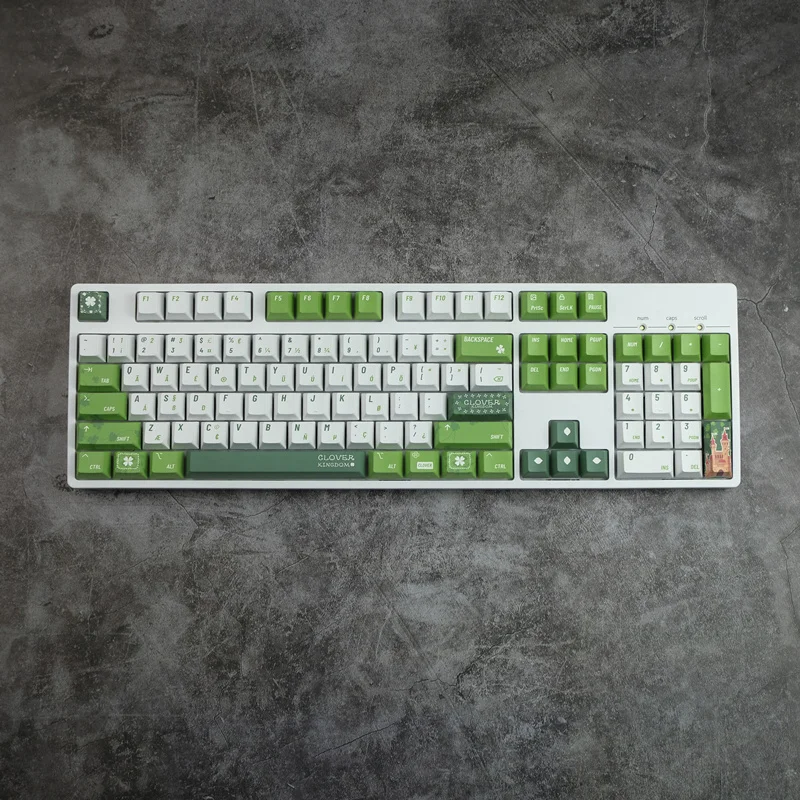 143 Keys/set Clover Kingdom Keycap 5 Sides Dye Sublimation PBT Keycaps For 61 64 68 84 87 980 104 HHKB Cherry Profile Key Caps