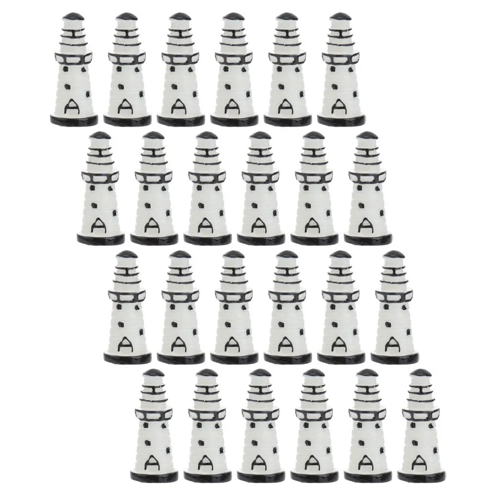 24 stuks miniatuur vuurtoren beeldjes hars micro landschap decor voor bonsai aquarium terrarium tafelblad diy montage schattig