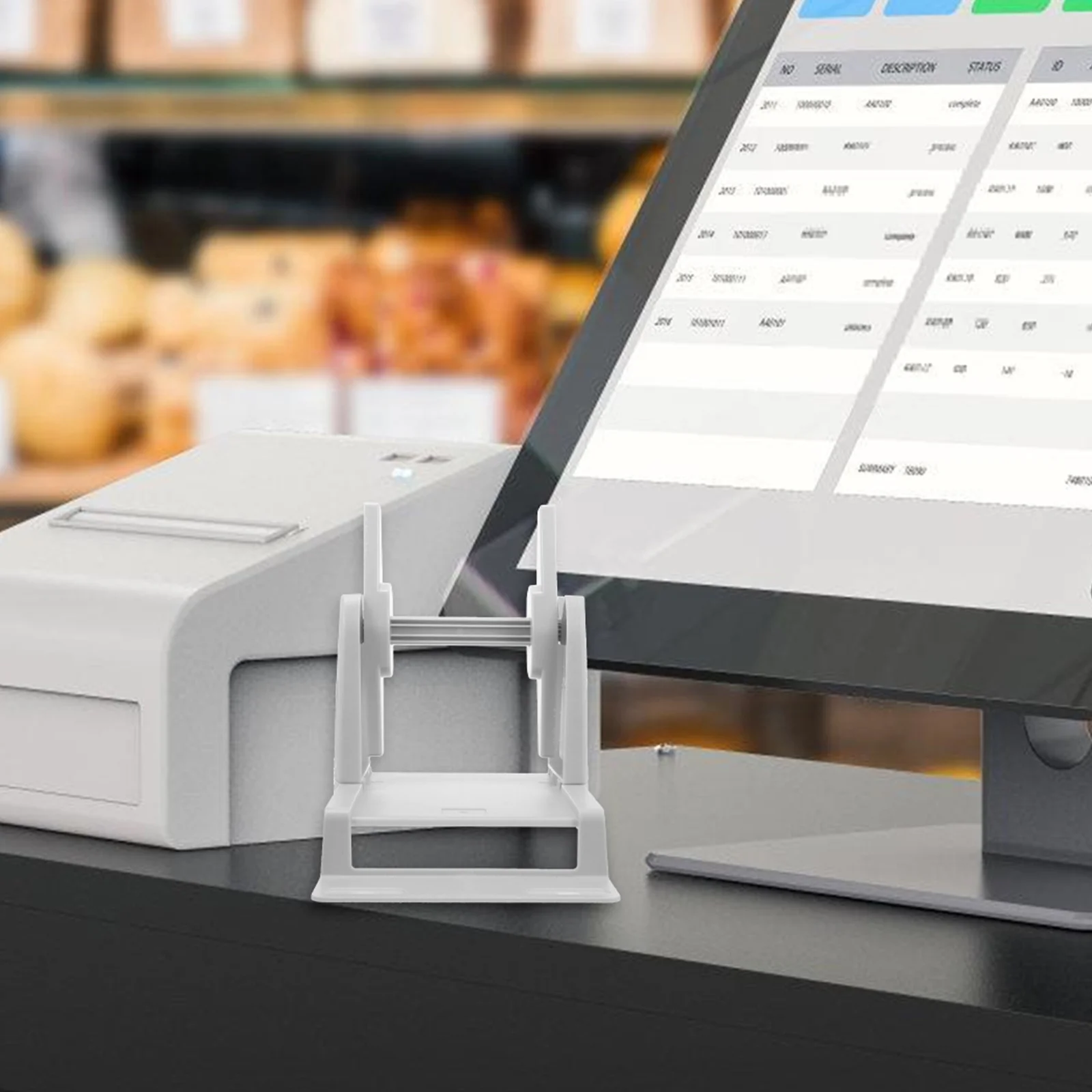 1 Buah Tempat Kertas Transfer Termal Tempat Label Gulungan Eksternal Rak Penggulung Label Manual Portabel untuk Sebagian Besar Printer