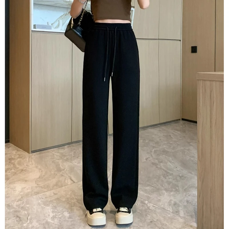 

Sports Pure Cotton Men's and Women's Pants with American Style Hanging Straight Leg Sweatpants for Slimming and Casual Pockets