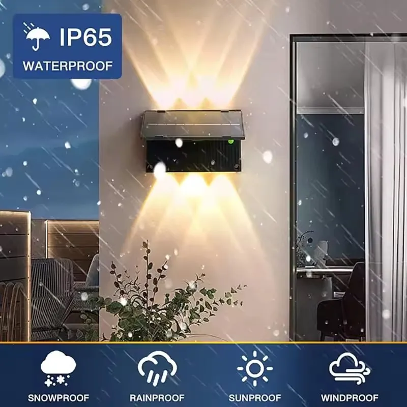 Outdoor Solar Wall Light IP65 Waterproof LED Solar Light Spotlight Warm Light for Backyard Yard Garage Garden Fench Decor Light