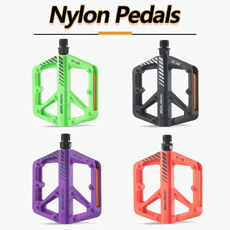 BOLANY Pedal Nylon MTB Mountain Bike Pedals Dustprood Waterproof Seal Double Bearing Flat Bicycle Pedals Route Cycle Parts