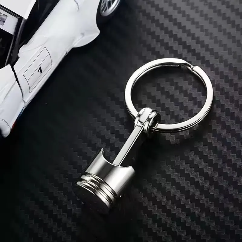 

New Creative Metal Keychain Automobile Piston Key Ring Creative Gifts Personality Engine Modified Piston Car For Gift Trinkets