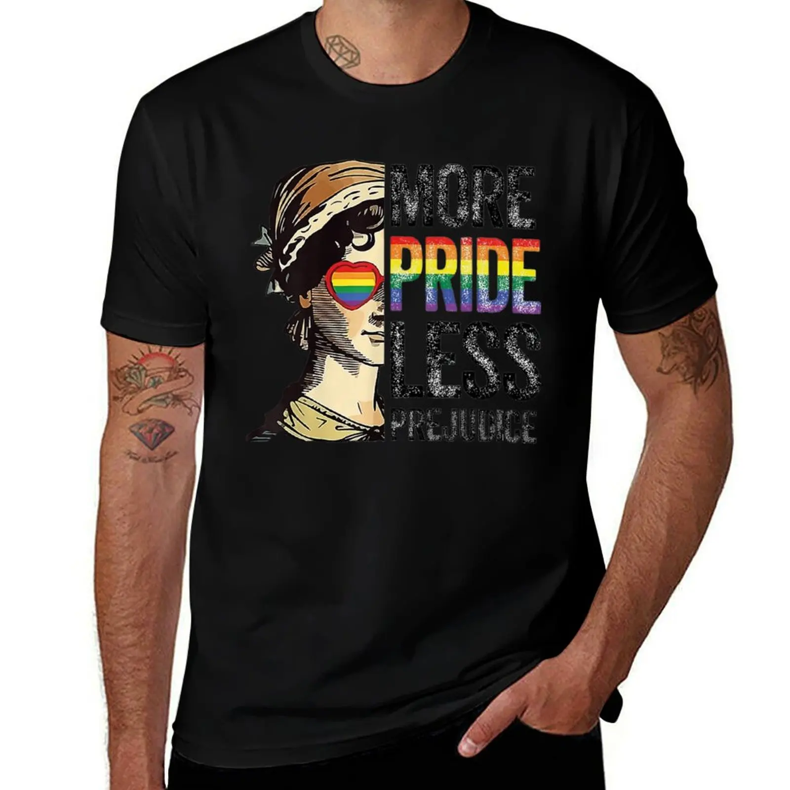 

More Pride Less Prejudice T-Shirt cotton t shirts man 100% t shirt man casual T-shirt