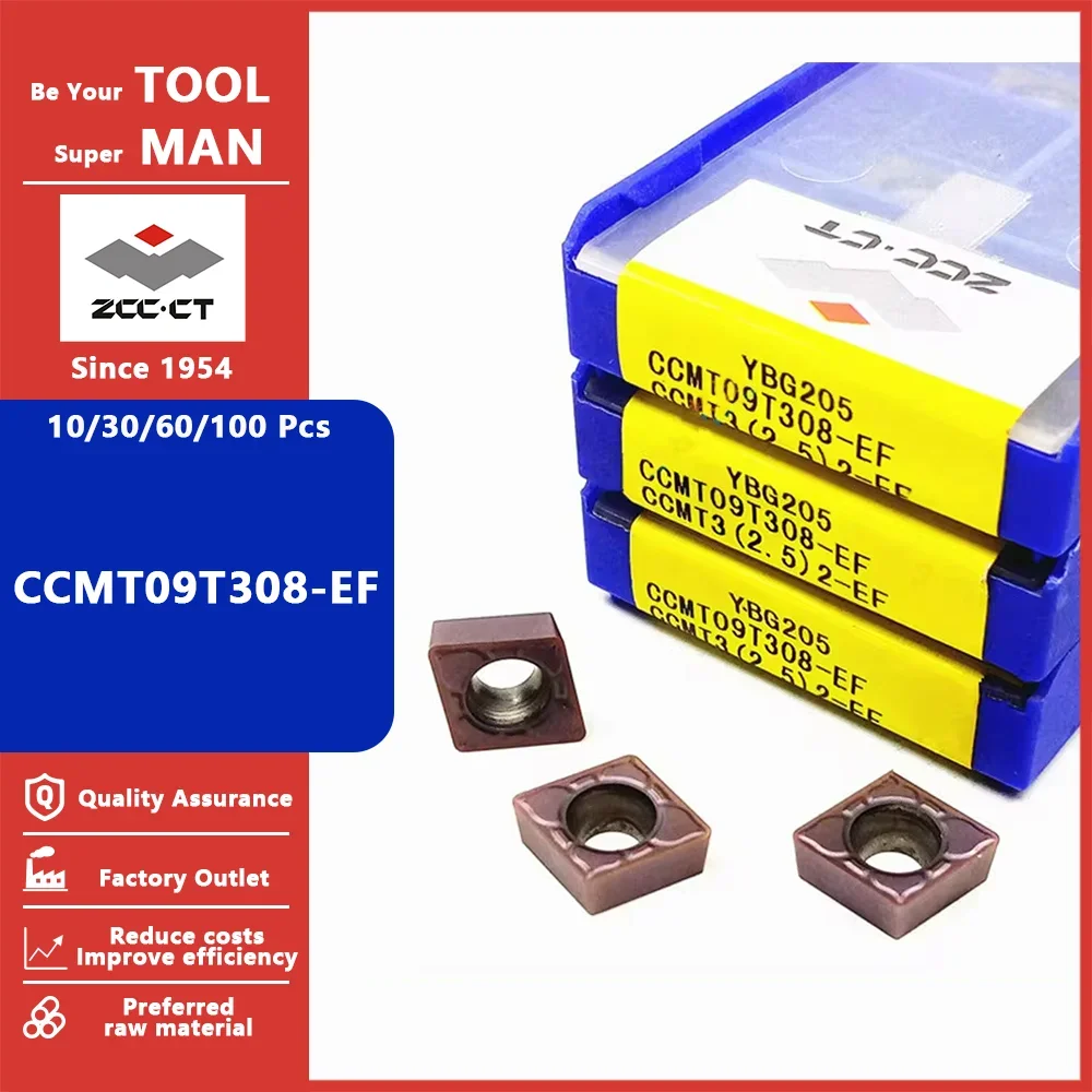 

ZCC CT оригинальные токарные пластины CCMT09T308-EF CCMT 09T308 EF YBG205 YBG202 YBG105 токарный станок твердосплавные фрезерные токарные инструменты