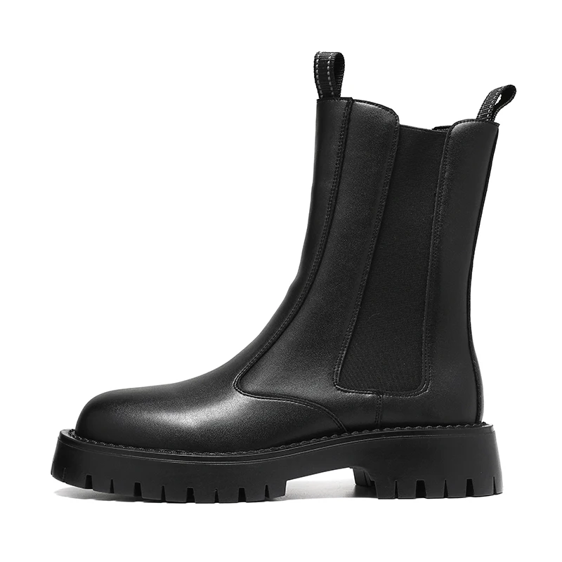 Platform Mens Boots 2023 Men Shoes British Style Side Zipper Wear-resistant Casual Boots Classic High-top Black Chelsea Boots