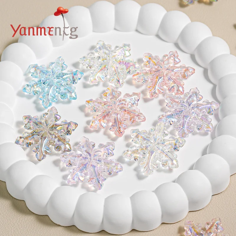 Transparent Snowflake-Shaped Through-Hole Handmade Materials,For Jewelry Making Phone Chain Keychain Pendant Diy Accessories