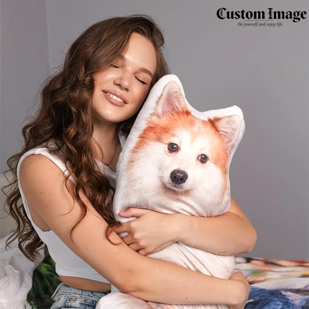 

Custom Pet Photo Pillow - Double-Sided HD Printing, Soft Filling, Ideal Home Decor Gift for Teens and Adults