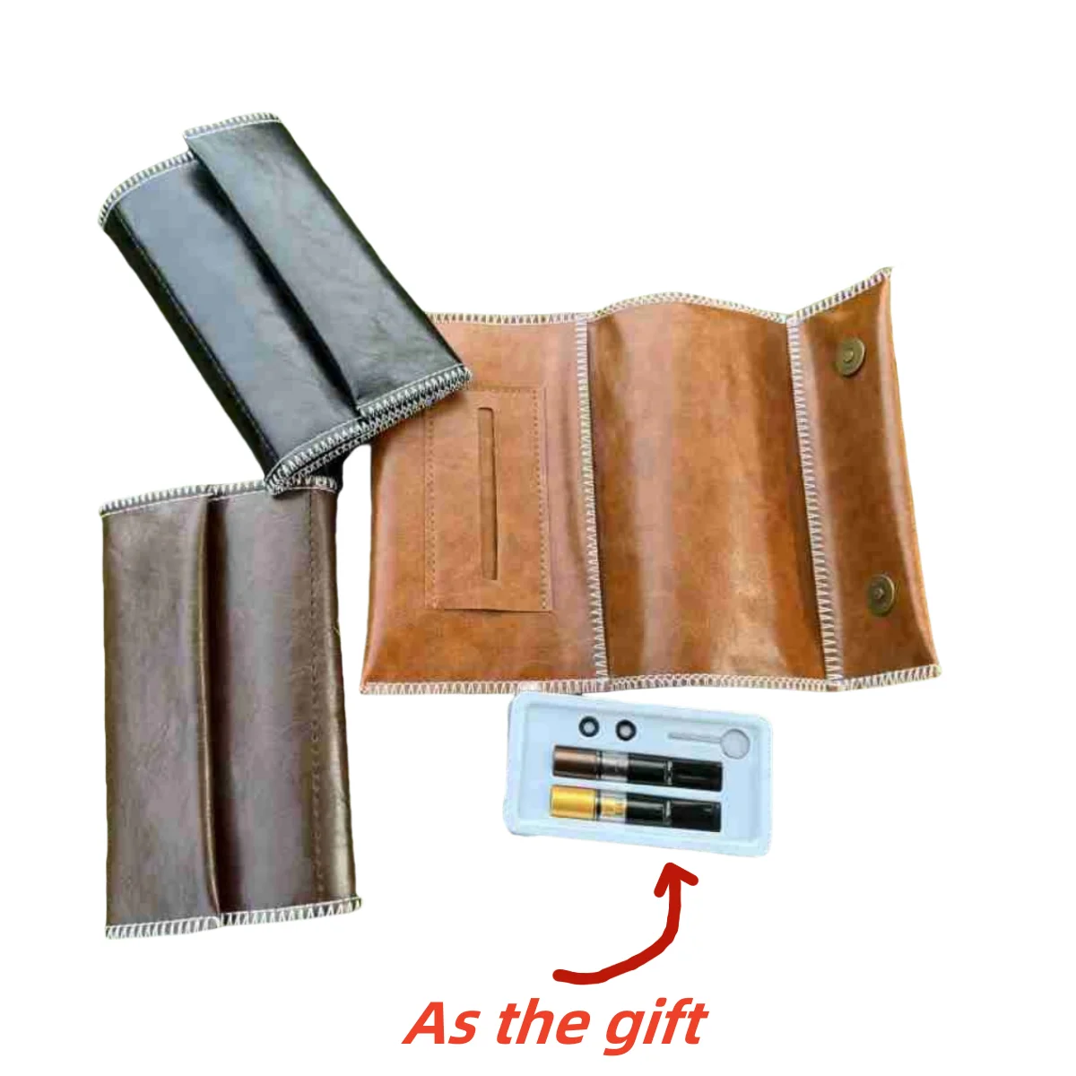 PU Leather Tobacco Pouch Bag Rolling Paper Case Wallet Tip Paper Holder Smoking Accessories Including Filter Tips