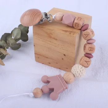 Baby Fopspeen Clips Gepersonaliseerde Naam Bijtringen Speelgoed Dummy Tepels Houder Clip Keten Baby Accessoires Pasgeboren Geschenken Aangepaste 2023