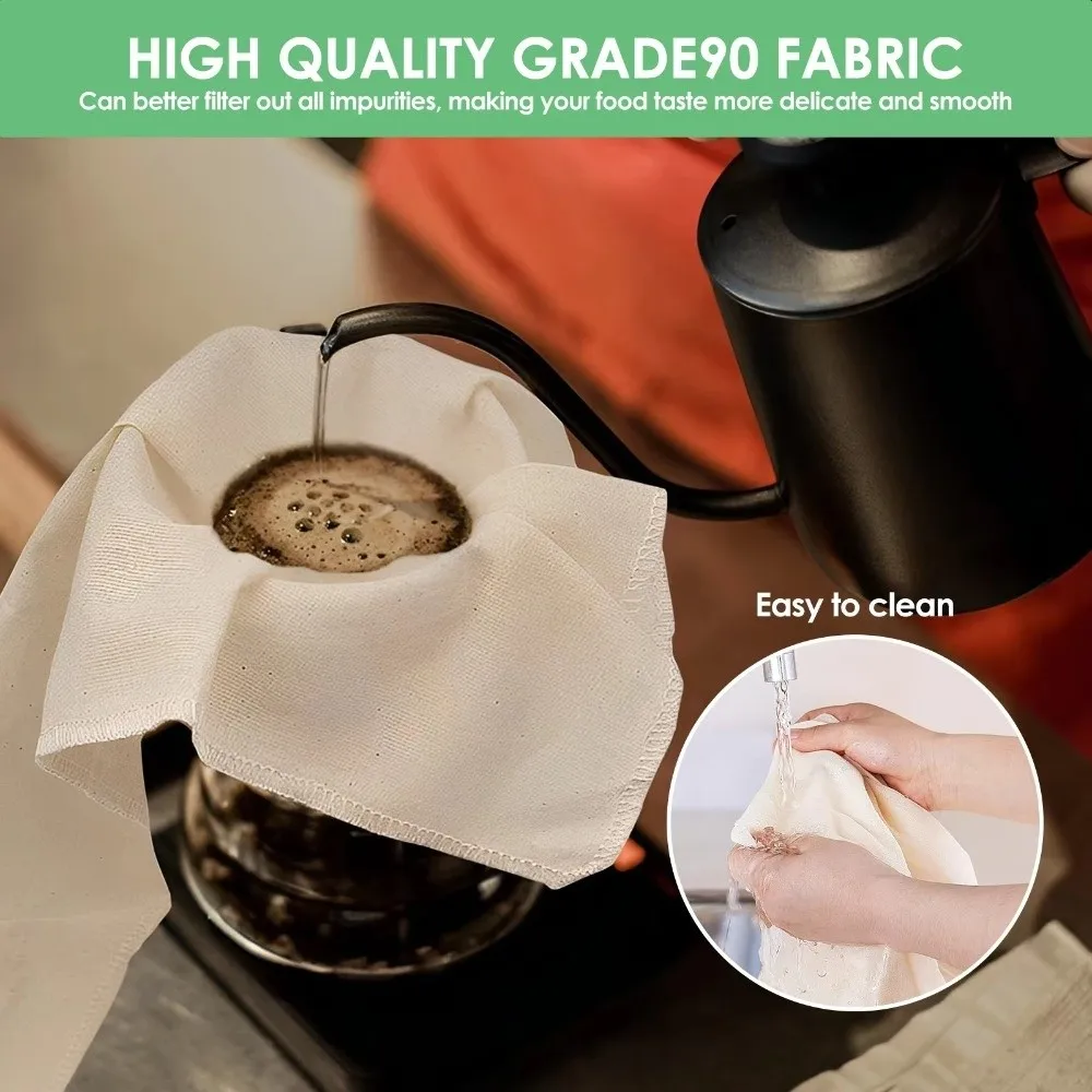 Cotton Cheese Cloths Reusable 40*40/50*50CM Cotton Gauze Cheesecloth Hemmed Edge Kitchen Tools Filter Cloth for Straining