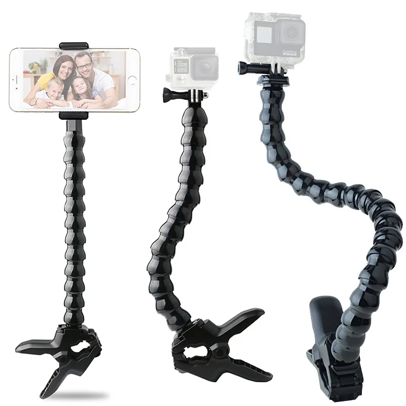 Elastyczny uchwyt na gęsiej szyi Monopod z zaciskiem do Gopro Hero DJI OSMO SJcam kamery akcji telefony komórkowe
