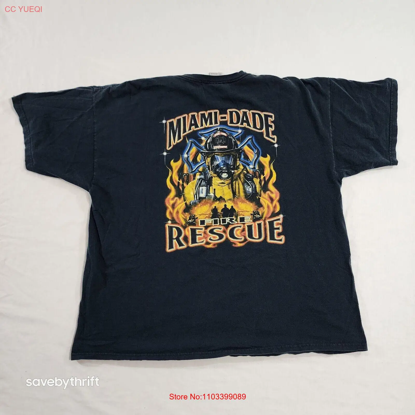 Винтажная Майами, Dade, пожарное спасение, пламя, рэп ботинки, 90-х, Стильная черная футболка, 2XL