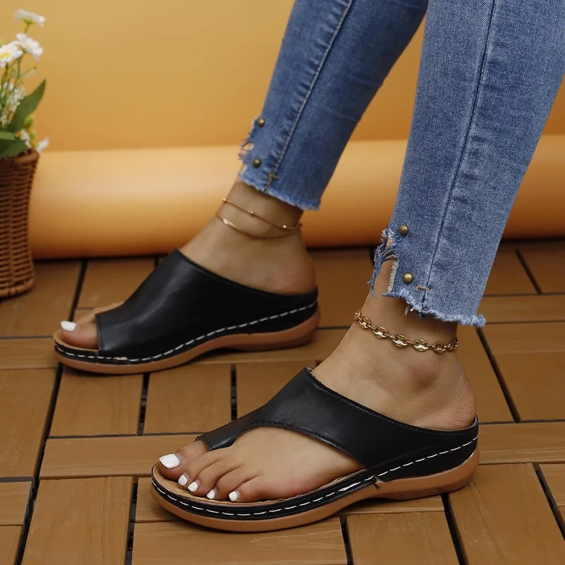 

Women's Slippers 2025Summer New Flip-flop Fashion Outdoor Casual Sandals for Women Non-Slip Wedge Beach Slippers Sandalias Mujer