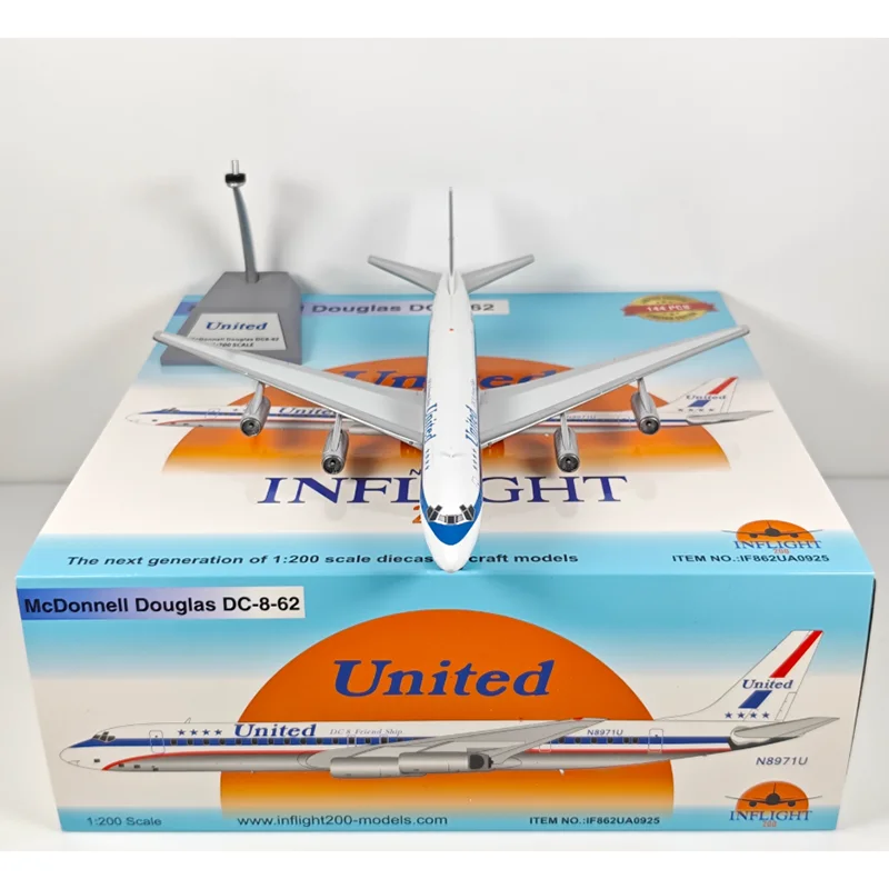 Inflight 1/200 Scale United Airlines DC-8-62H N8971U Die-cast Alloy Aircraft Model Collectible Decorative Item Gift