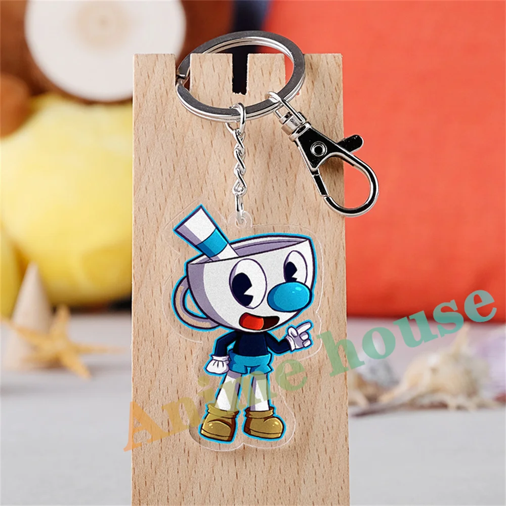 Game Cuphead Cartoon Character Acrylic KeyChain 6cm Cute Accessory backpack pendant Gifts