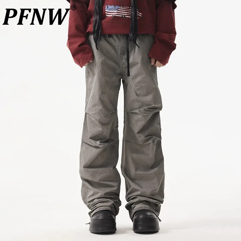 

PFNW American Vintage Dirty Dyed Pleated Drawstring Casual Pants Men's Outdoor Sports Worn-out Versatile Cargo Trousers 28W4645