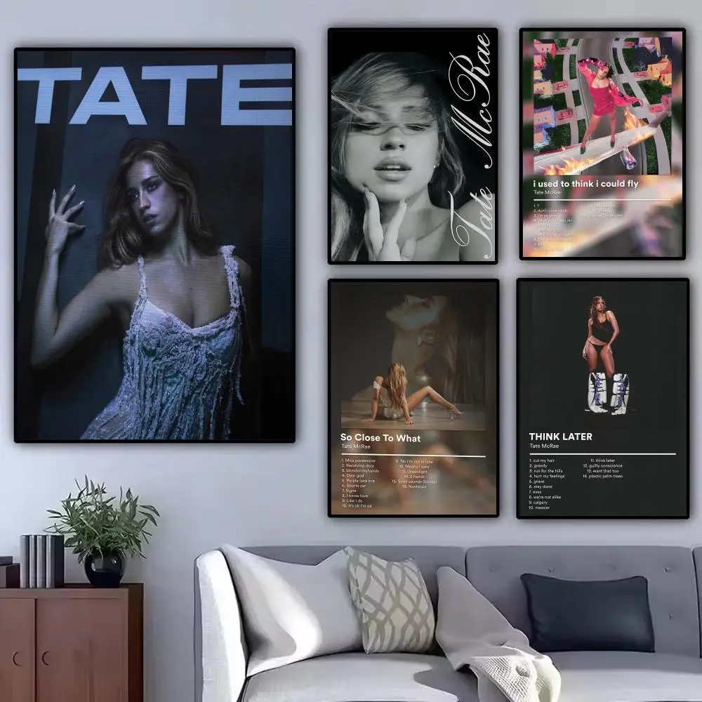 Singer T-Tate McRae Painting Calligraphy Modern Canvas Poster Wall Art Aesthetic Bedroom Decor for Cafe Home Gift