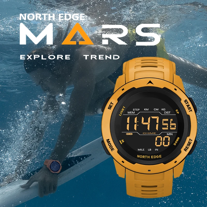 NORTH EDGE Sports watch Pedometer Lightweight Shockproof Waterproof Model Classic Mars