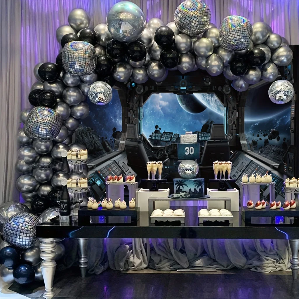 لافتة داخلية للمركبة الفضائية المستقبلية لأعياد الميلاد والذكرى السنوية والوحشات بين الجنسين - ديكورات العطلات العالمية