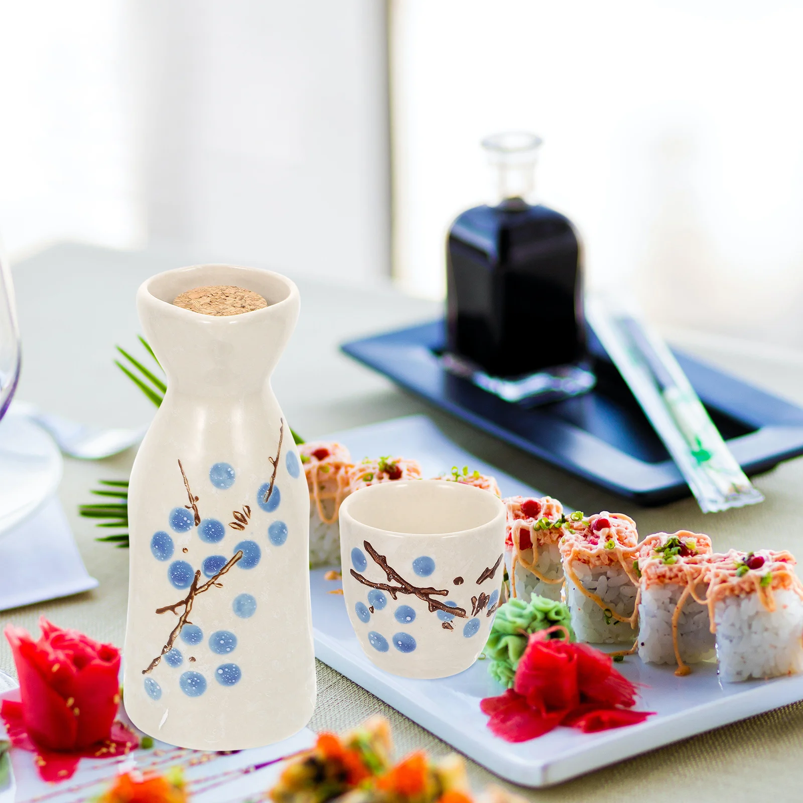 1 Juego de tazas de bote de flor de ciruelo, juego de tazas de cerámica de estilo japonés para fiestas, hogar familiar, Bar, juego de sake de flor de ciruelo