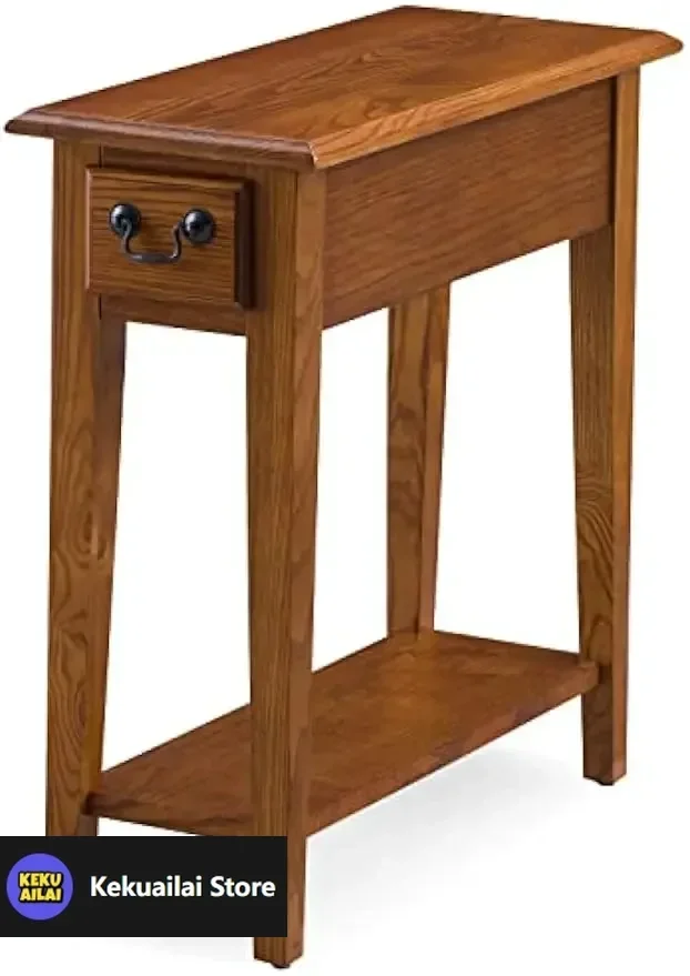 

9017-MED One Drawer Narrow Side Table with Shelf, Hand Applied Rustic Oak Finish 10 in x 24 in x 24 in