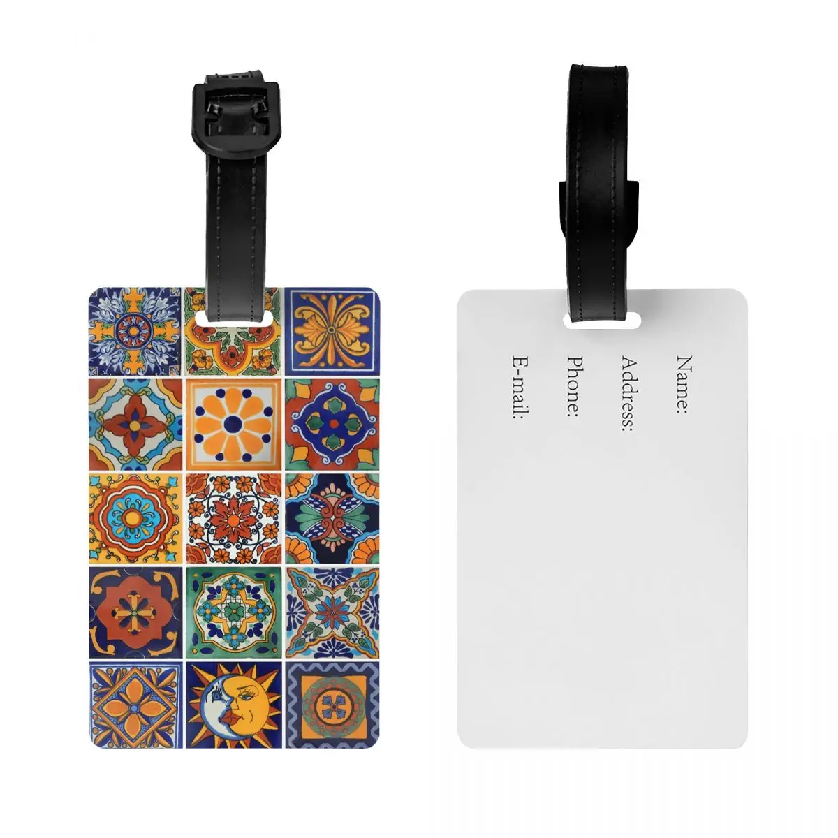 Mexican Talavera Tiles Luggage Tag Custom Baggage Tags Privacy Cover Name ID Card