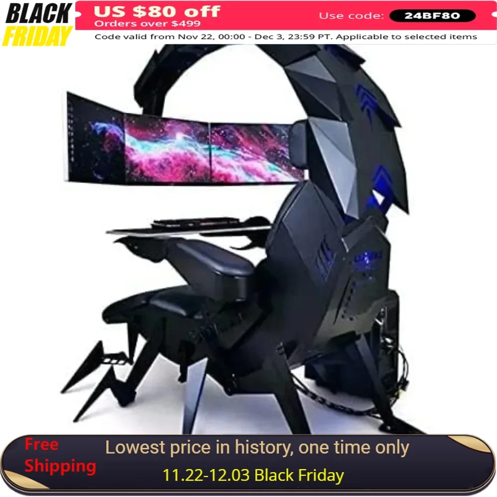 Gaming Chair, Ergonomic Computer Cockpit Chair, Racing Simulator Game Chair with Hanging 3 Screens,Luxury Gaming Chair