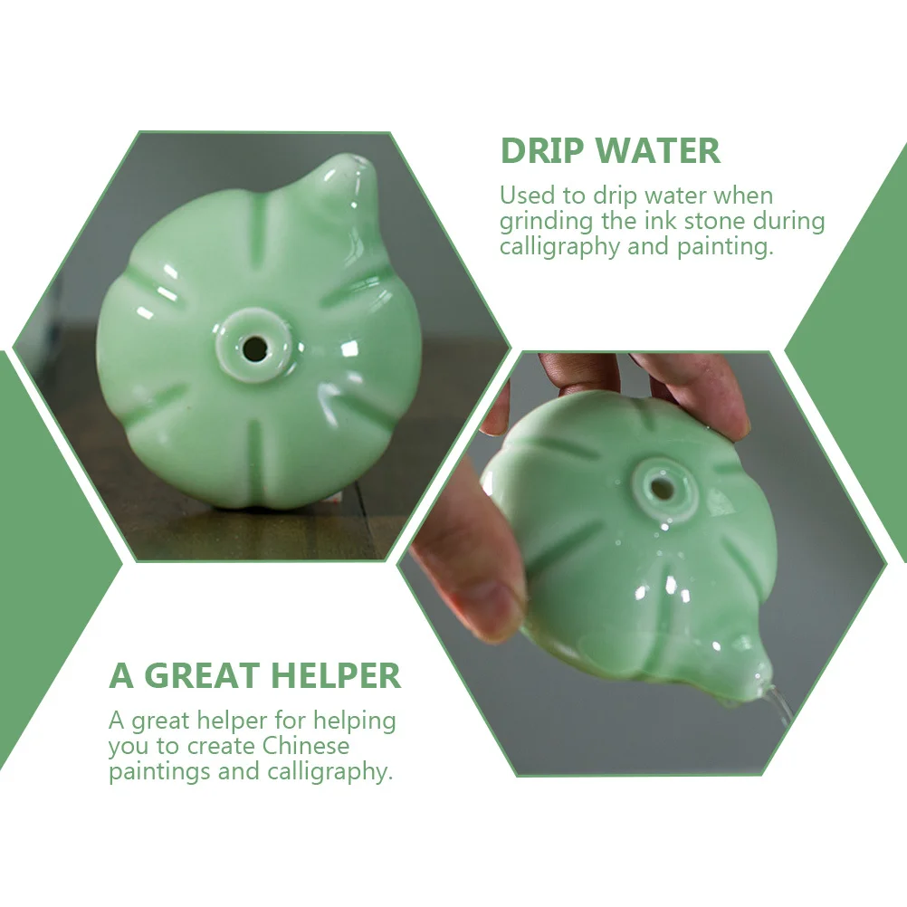 

Ceramic Ink Droplet Pottery Water Pot Calligraphy Painting Accessory Creative Pumpkin Design Desktop Adornment