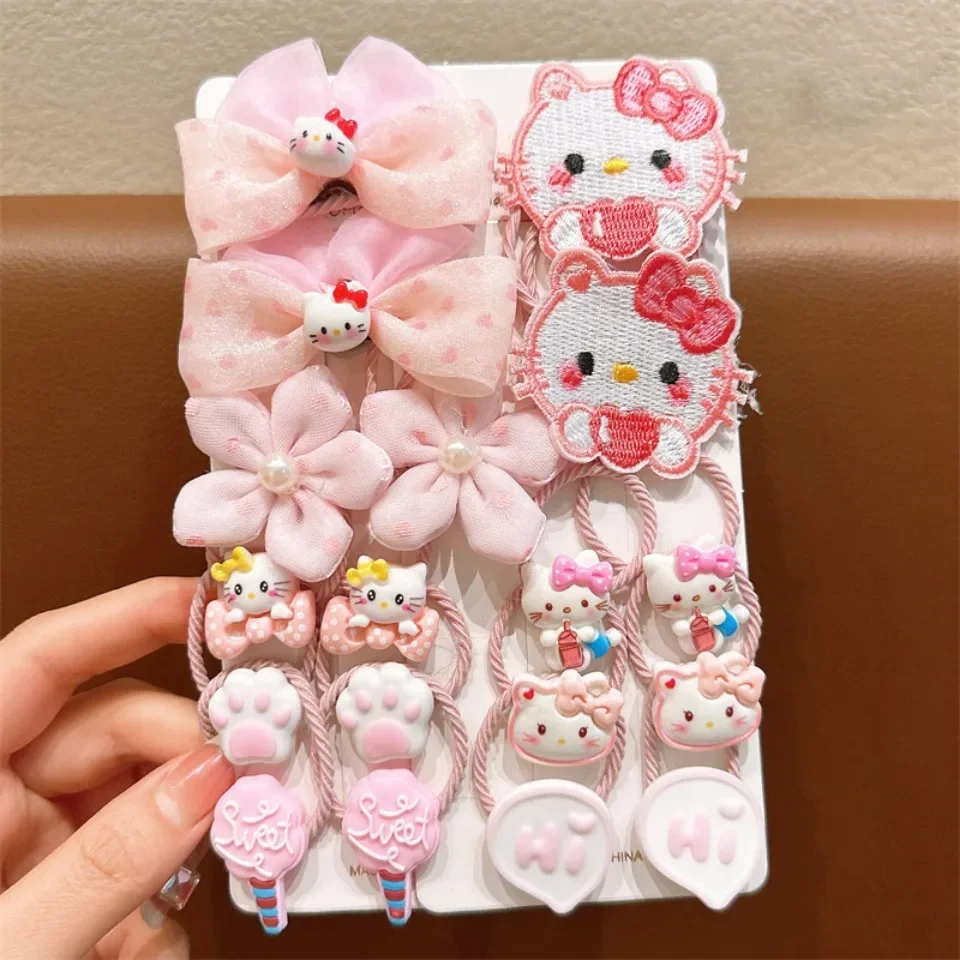 Sanrio Kuromi Girls Hairpins Cinnamoroll Baby Hairclip Melody Princess Flowing Sand Hair Barrette Sanrio Accessories rubber band