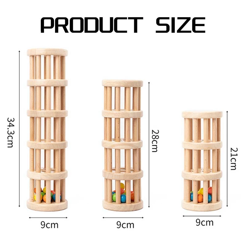 Деревянная трубка для дождя для детей, 3 упаковки, прочный музыкальный сенсорный слуховой инструмент-погремушка