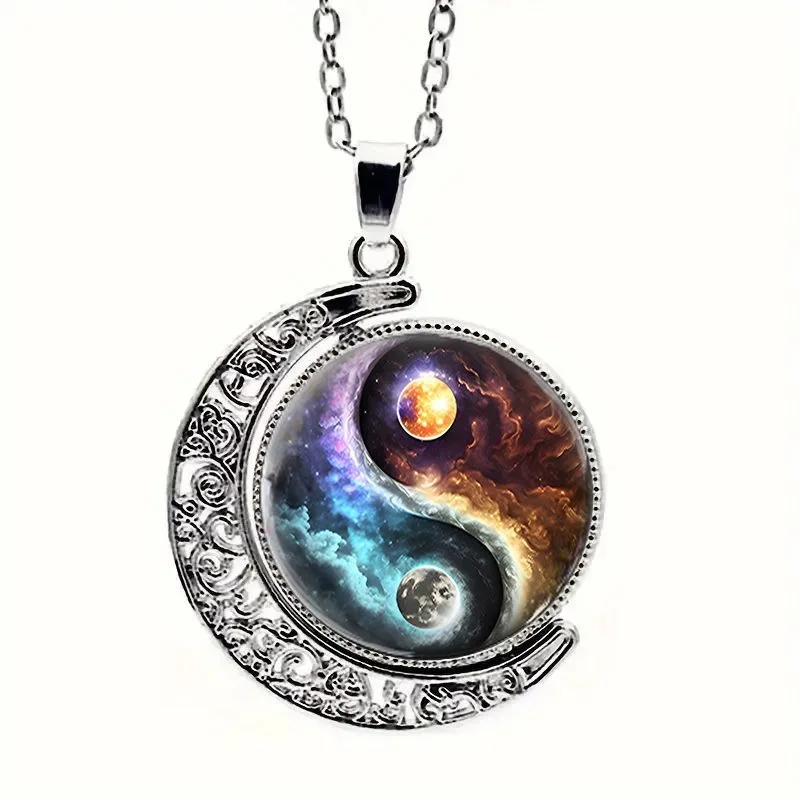 コスプレ Hecai Riyue Taiji Time ジェムストーン ネックレス ムーン ペンダント ジュエリー、男性と女性のためのカスタマイズされたアクセサリー